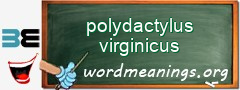 WordMeaning blackboard for polydactylus virginicus